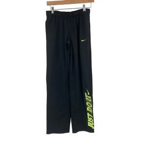 Nike Therma Fit Black Neon Green Fleece Lined Active Pants Women’s Small
